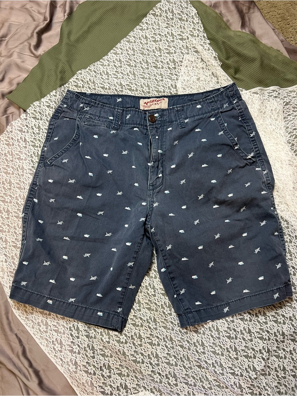 Arizona Jean Company Navy Shorts with Light Blue Nautical Print